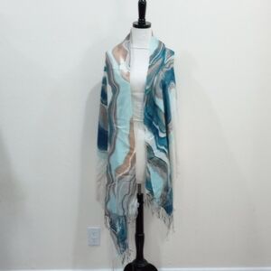 Nordstrom Wool Blend Abstract Fringed Shawl/Scarf, OS